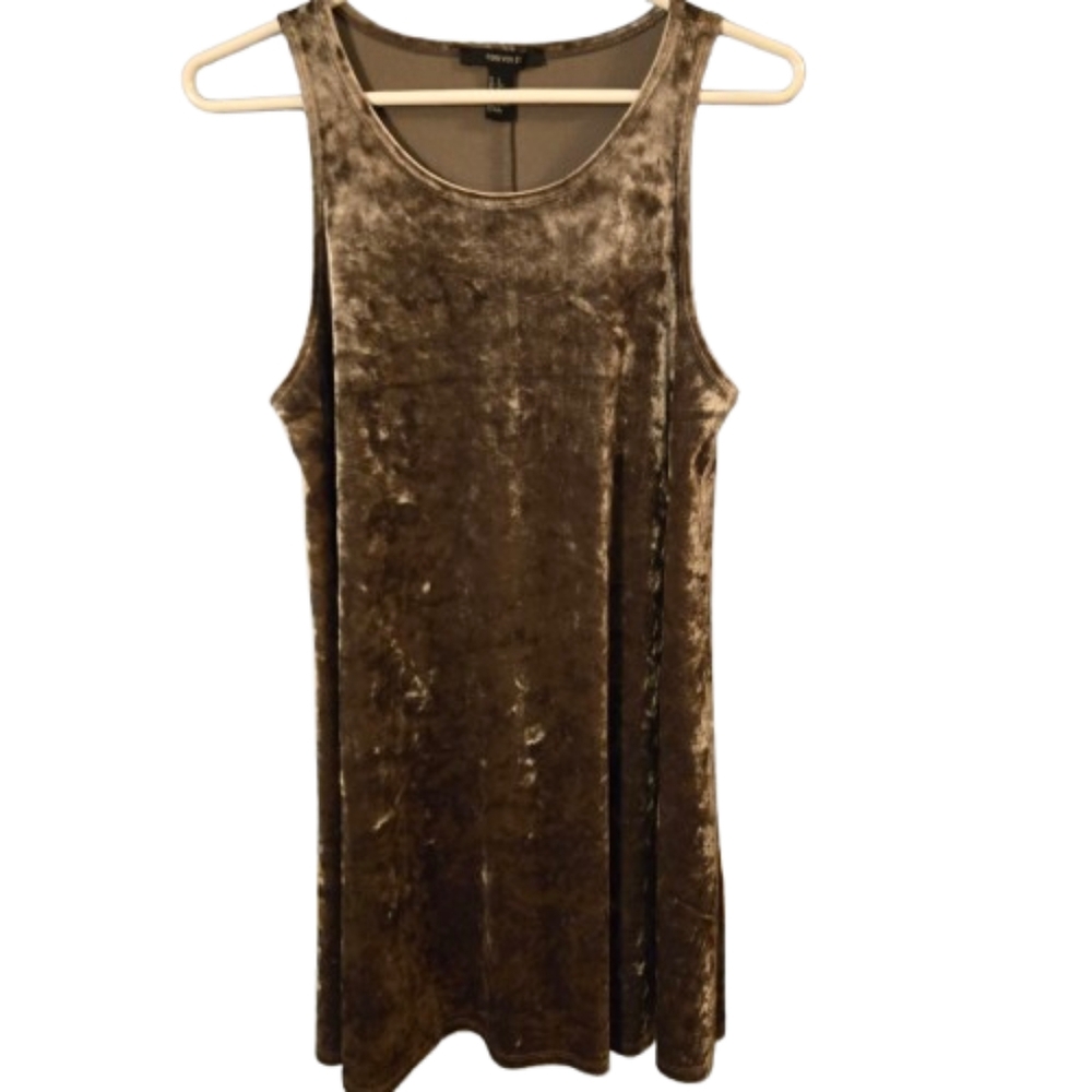 Forever 21 green velvet tank dress size small
